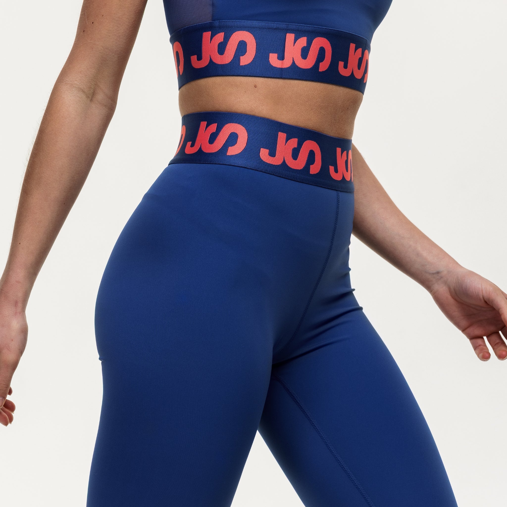 7/8 Workout Leggings - Indigo/Coral