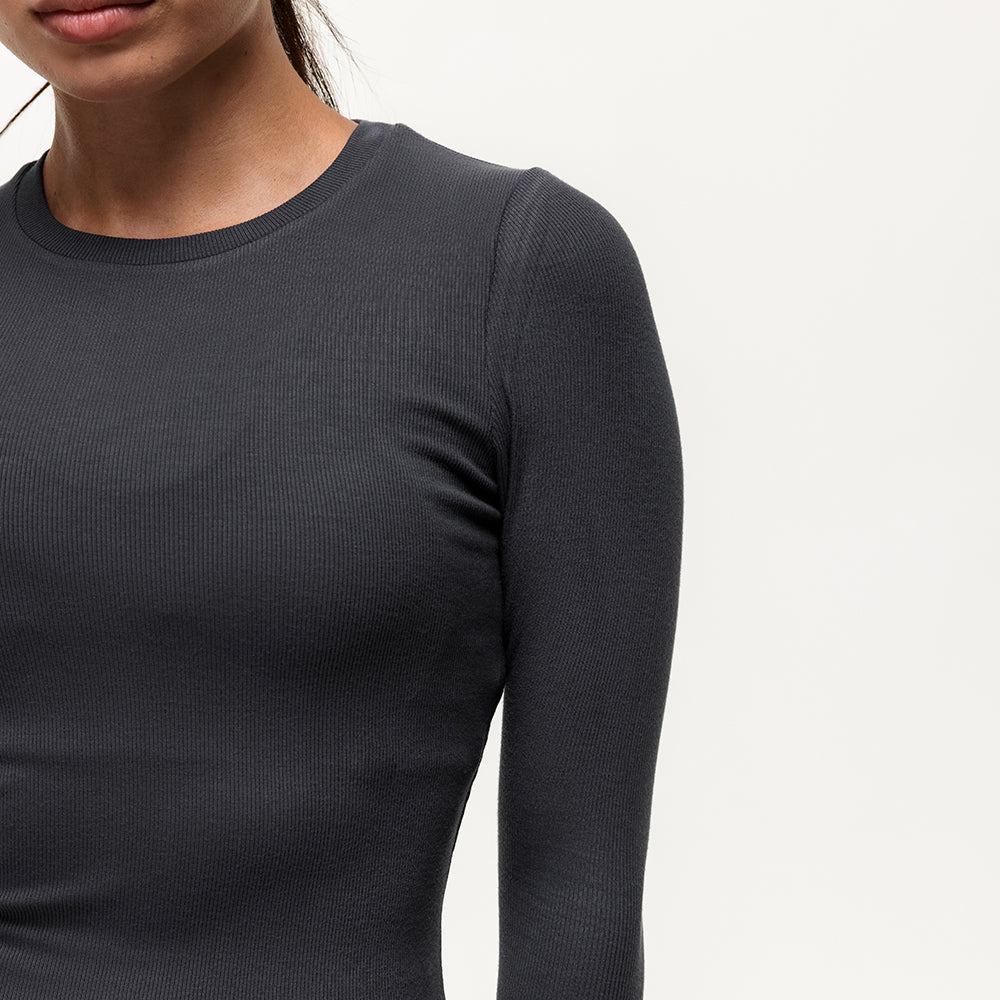 Long Sleeve Workout Tee - Washed Black