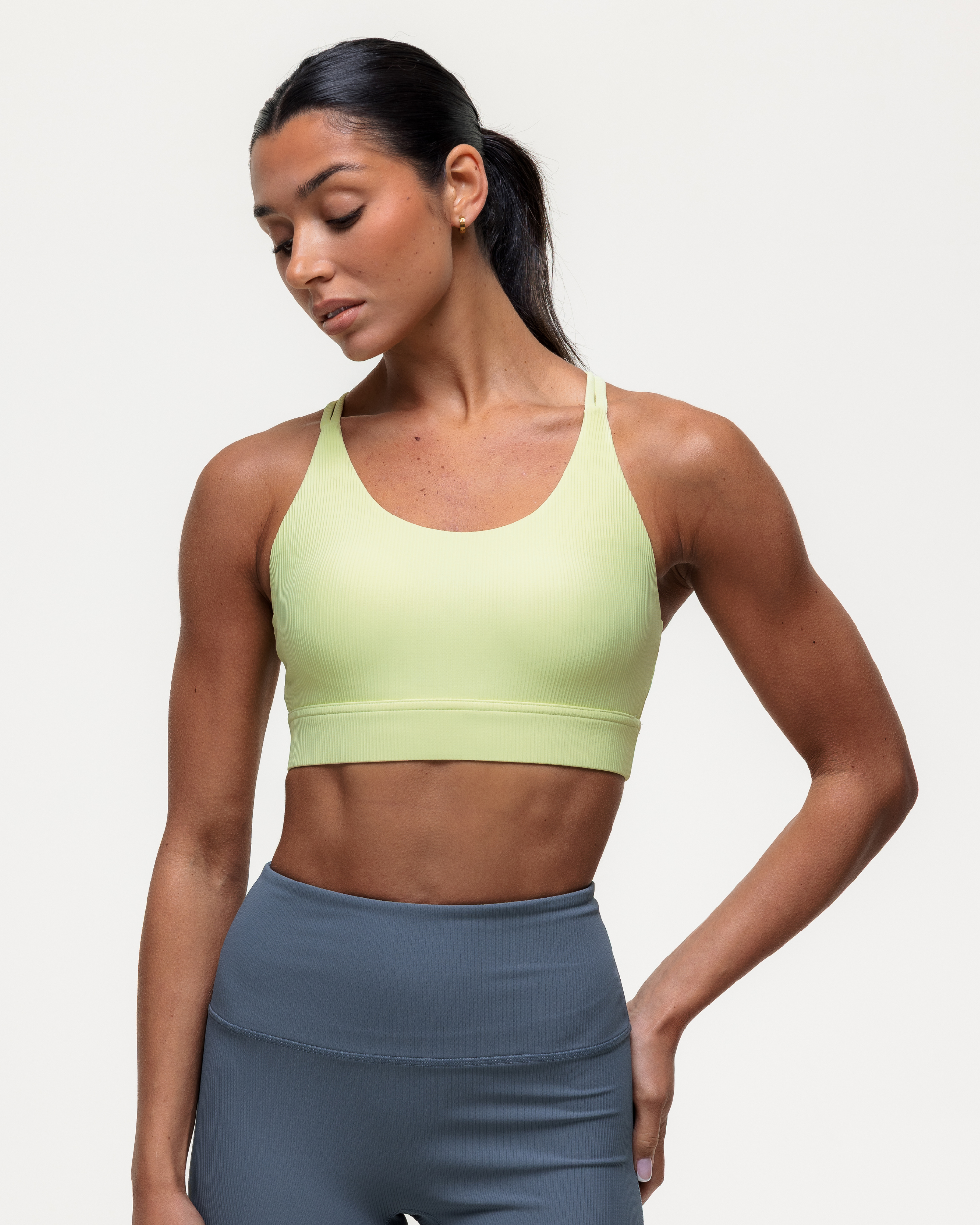 Namaste Ribbed Medium Support Bra - Lime