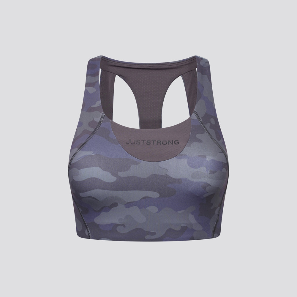 Vertex Camo Multi Strap Sports Bra - Washed Black