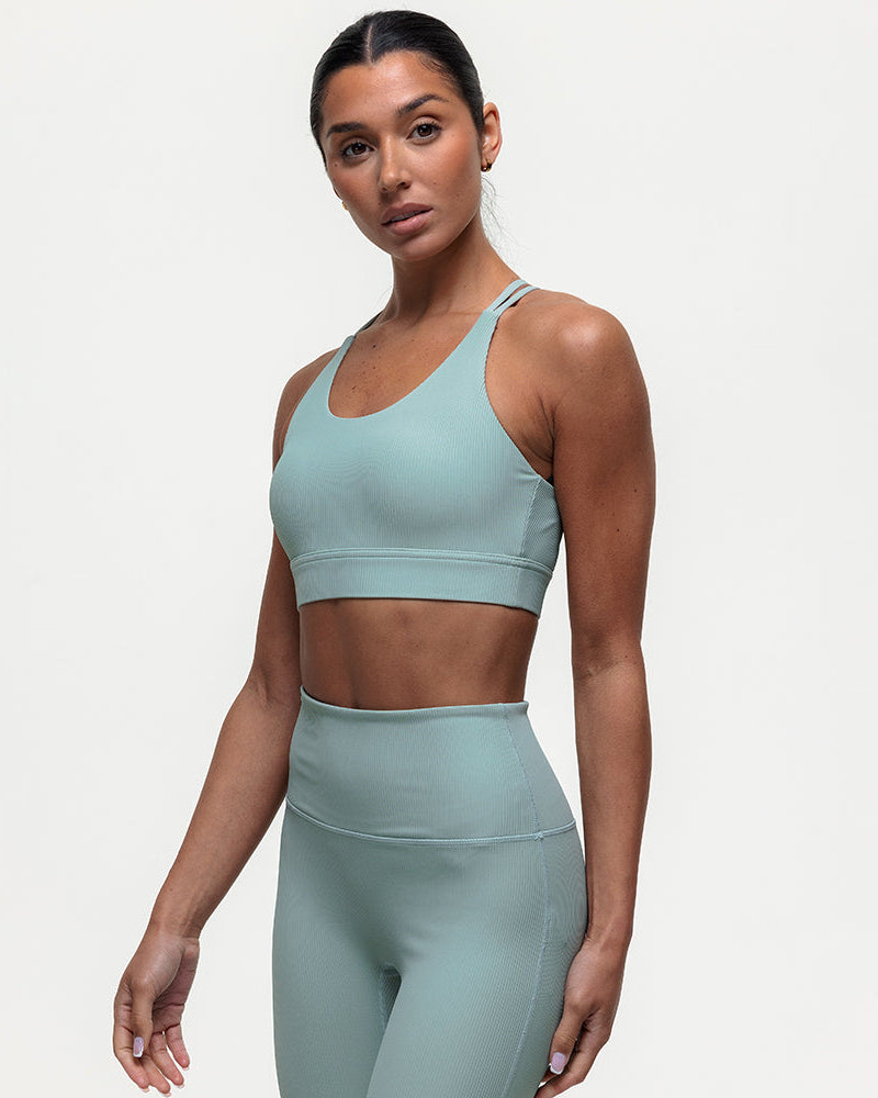 Namaste Ribbed Medium Support Bra - Seamoss