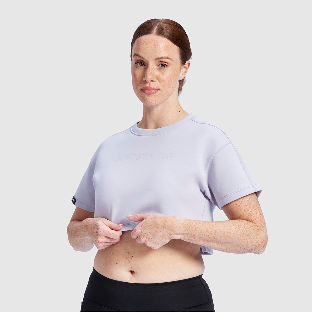 Lilac Oversized Athletic Cropped Tonal T-Shirt