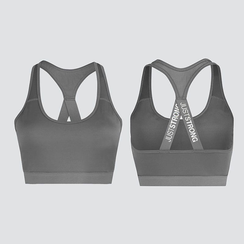 Grey Motion Emblem Sports Bra