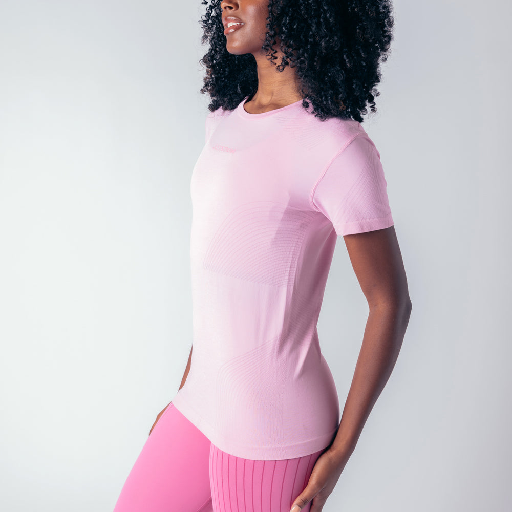 Laser Seamless Workout Tee - Bubblegum Pink