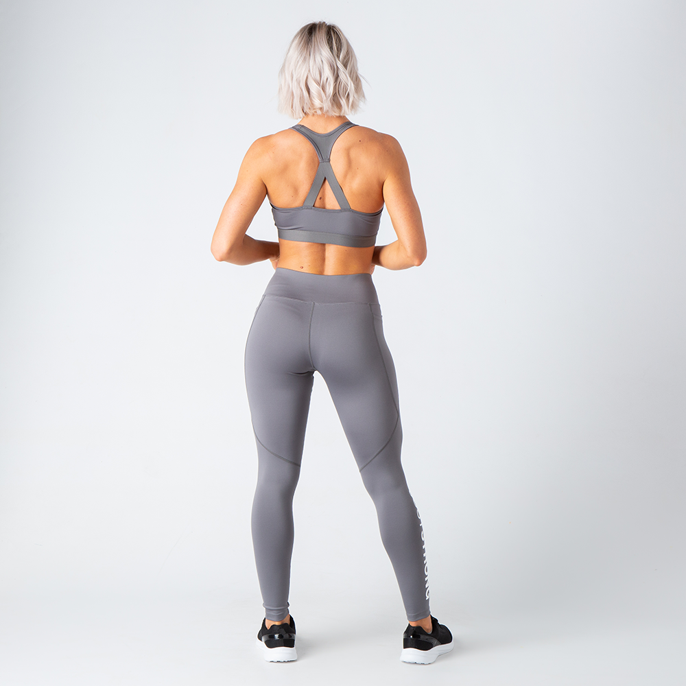 Grey Motion Emblem Sports Bra