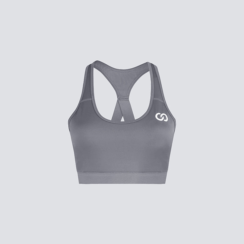 Grey Motion Emblem Sports Bra